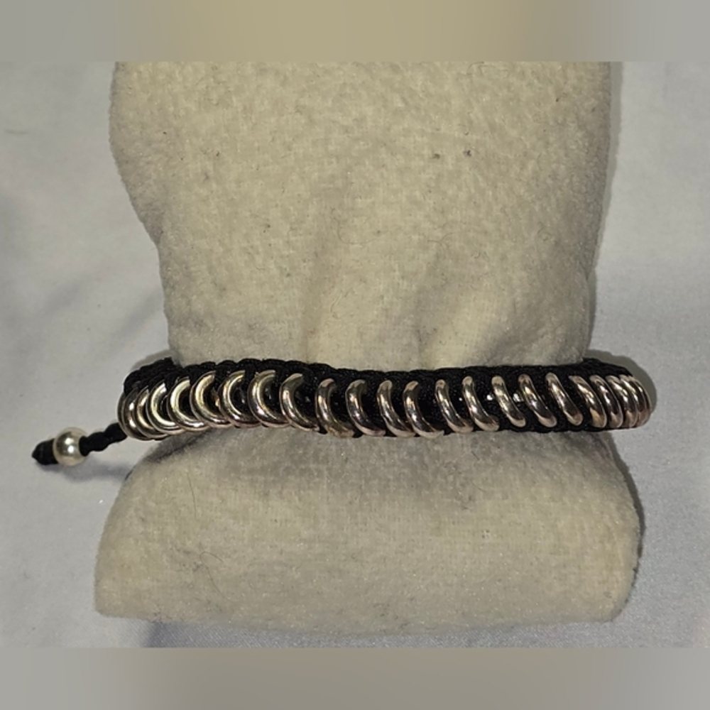Links of London Silver and Black Authentic Sweetie Friendship Bracelet‎